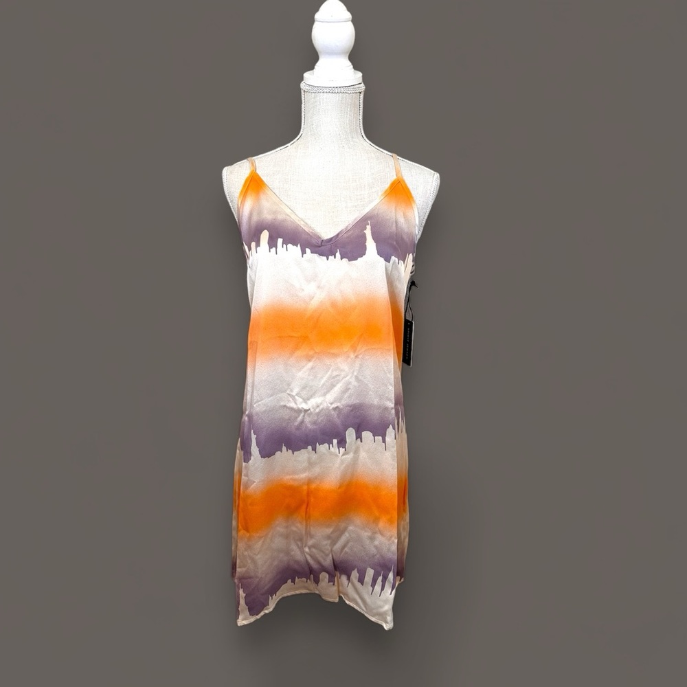 Spirit Jersey slip dress 💯 silk sz med NWT‎ unique NY skyline